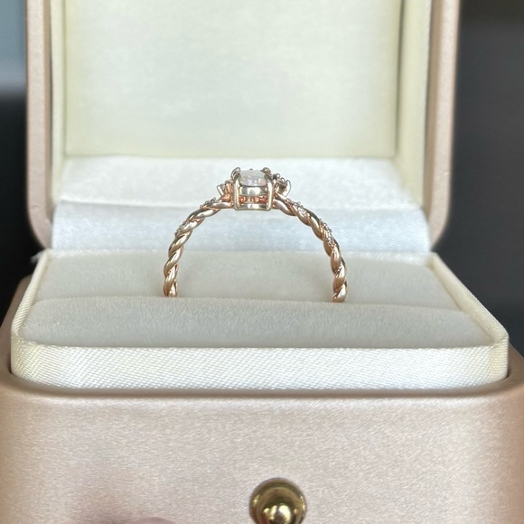 Handmade 18K Rose Gold Vermeil Opal and White Zircon Ring Size 10 - Picture 4 of 11
